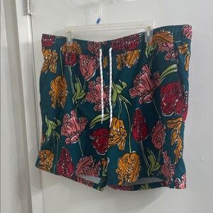 George Floral Men's Shorts - Teal and Multicolor